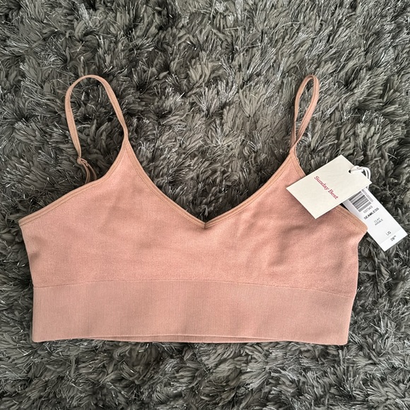 Aritzia Sunday Best Seamless Scoopneck Bra Top Size Large Clay - Picture 3 of 4